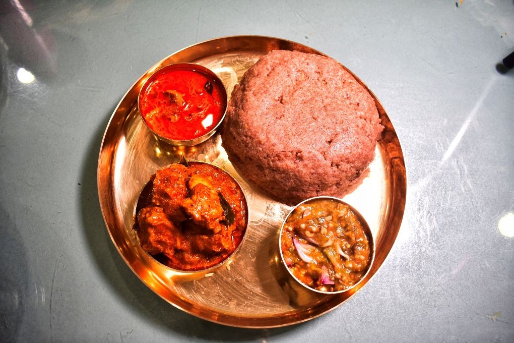 Ragi Sangati with chicken curry